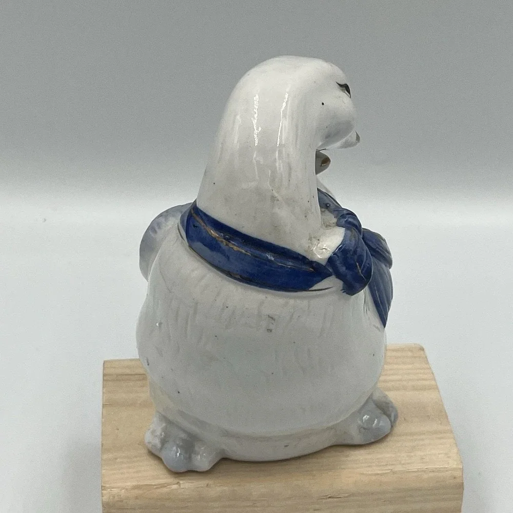 Vintage Mother Goose Porcelain Duck & Duckling Ceramic Figure Love Gold Blue